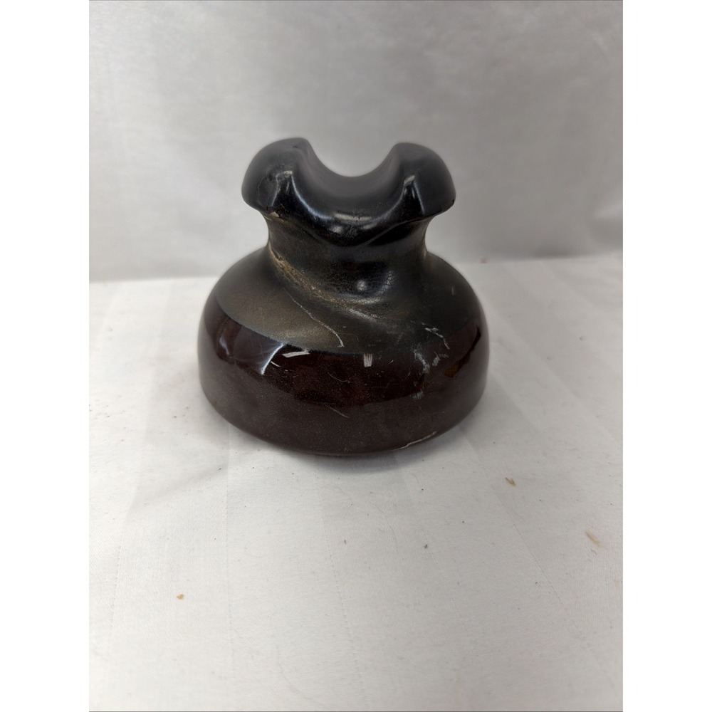 Vintage Brown Pottery, Porcelain or Stoneware Electrical Insulator